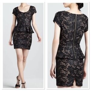 Tracy Reese Black Lace Peplum Dress Size 2